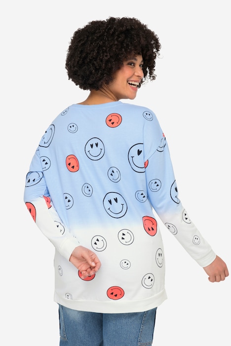 Sweatshirt, oversized, Farbverlauf Smiley, Langarm