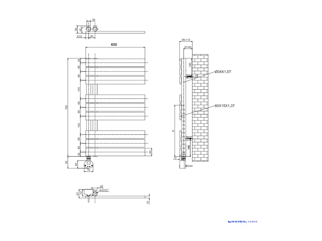 EMKE Sèche-Serviettes Électrique Panneau avec élément chauffant thermostat, baguette chauffante avec minuterie, Blanc 762x600mm 400W