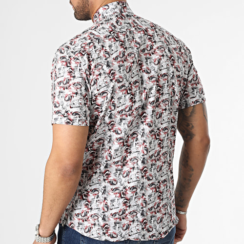 Chemise Manches Courtes Gris Rouge