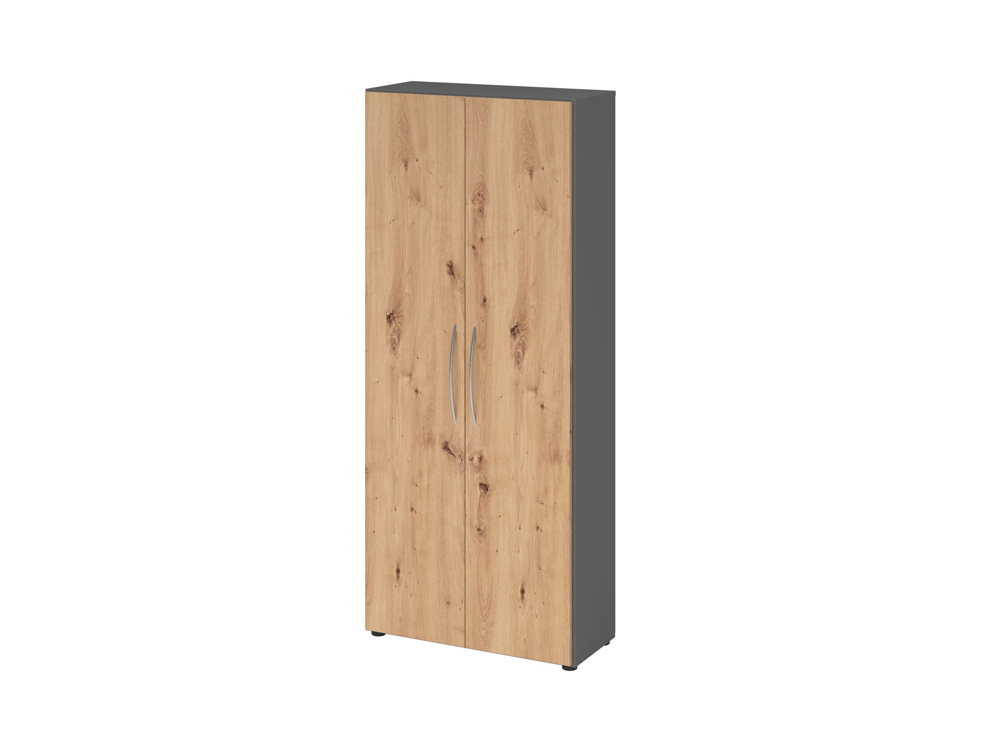 Aktenschrank 80 x 188 cm Graphit/ Asteiche