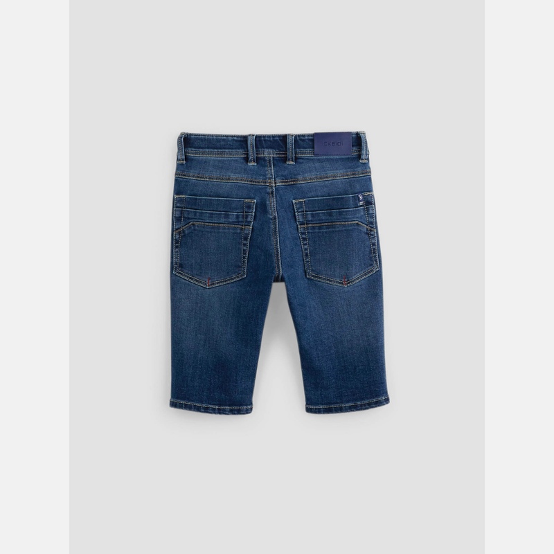 Bermuda slim en jean hyper stretch bleu garçon
