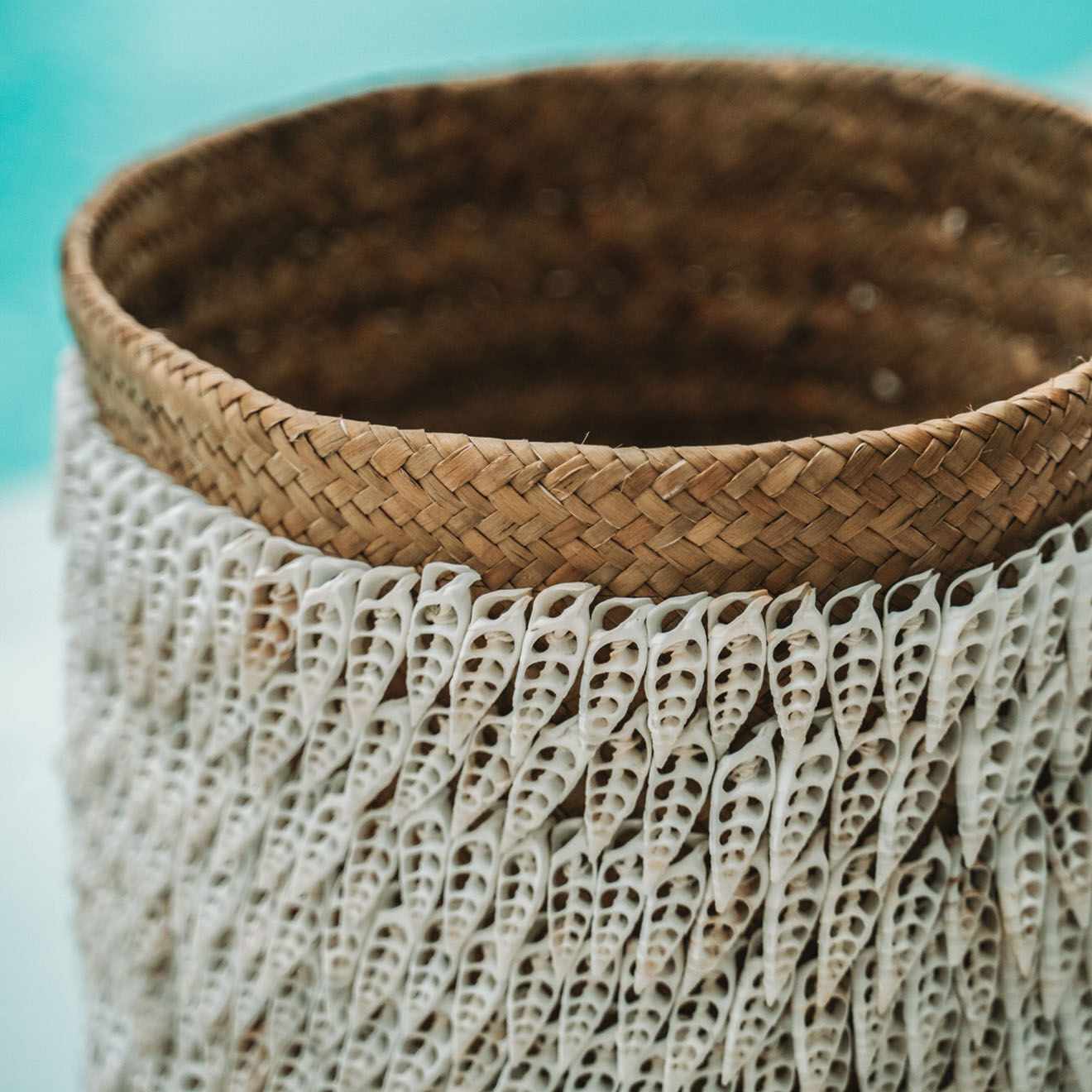 Bazar Bizar Panier de rangement Pandan naturel/blanc - D.34xH.40 cm