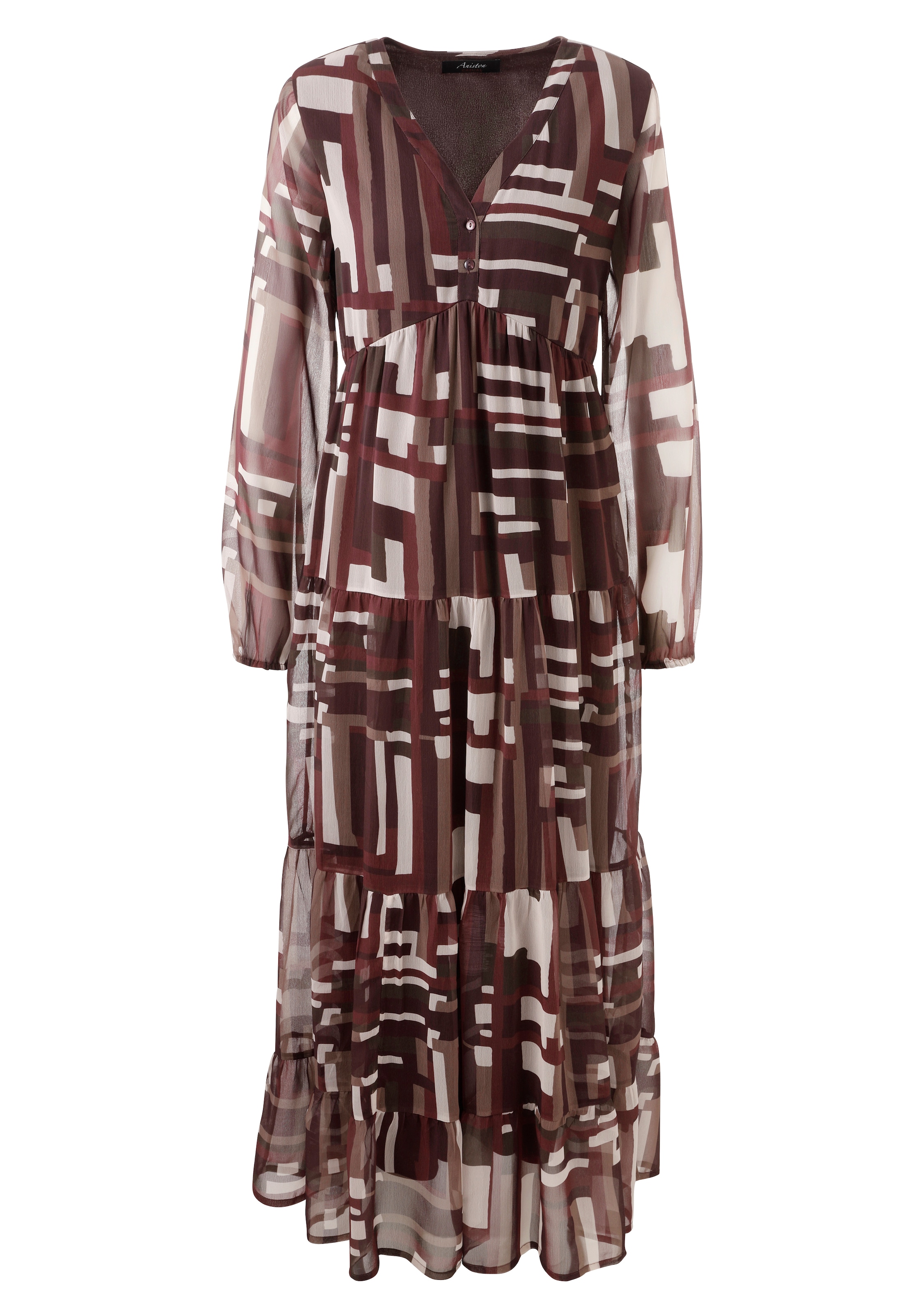 Aniston CASUAL Maxikleid mit trendfarbigem, grafischen Muster - NEUE KOLLEKTION