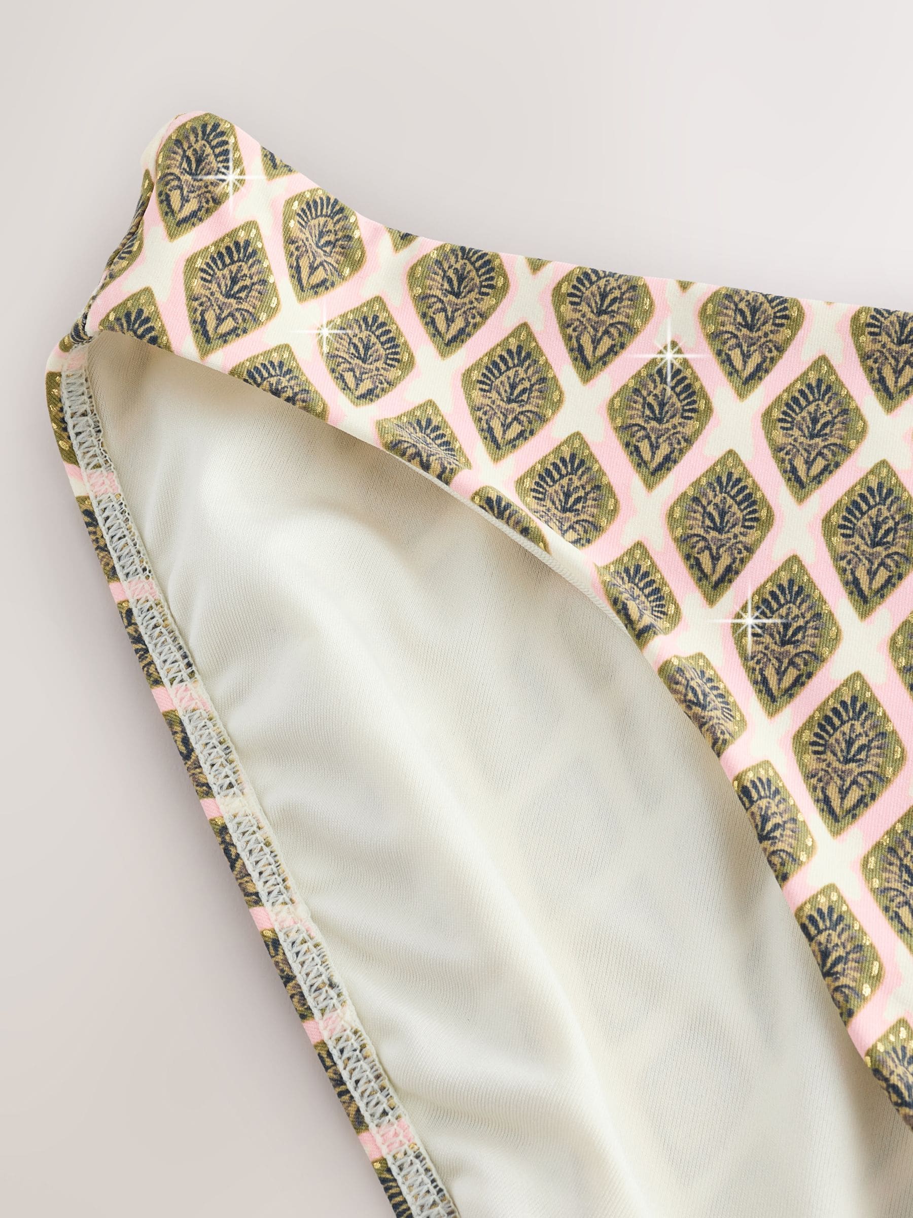 Houtblok Khaki Groen/Cream folie - Bikinibroekjes