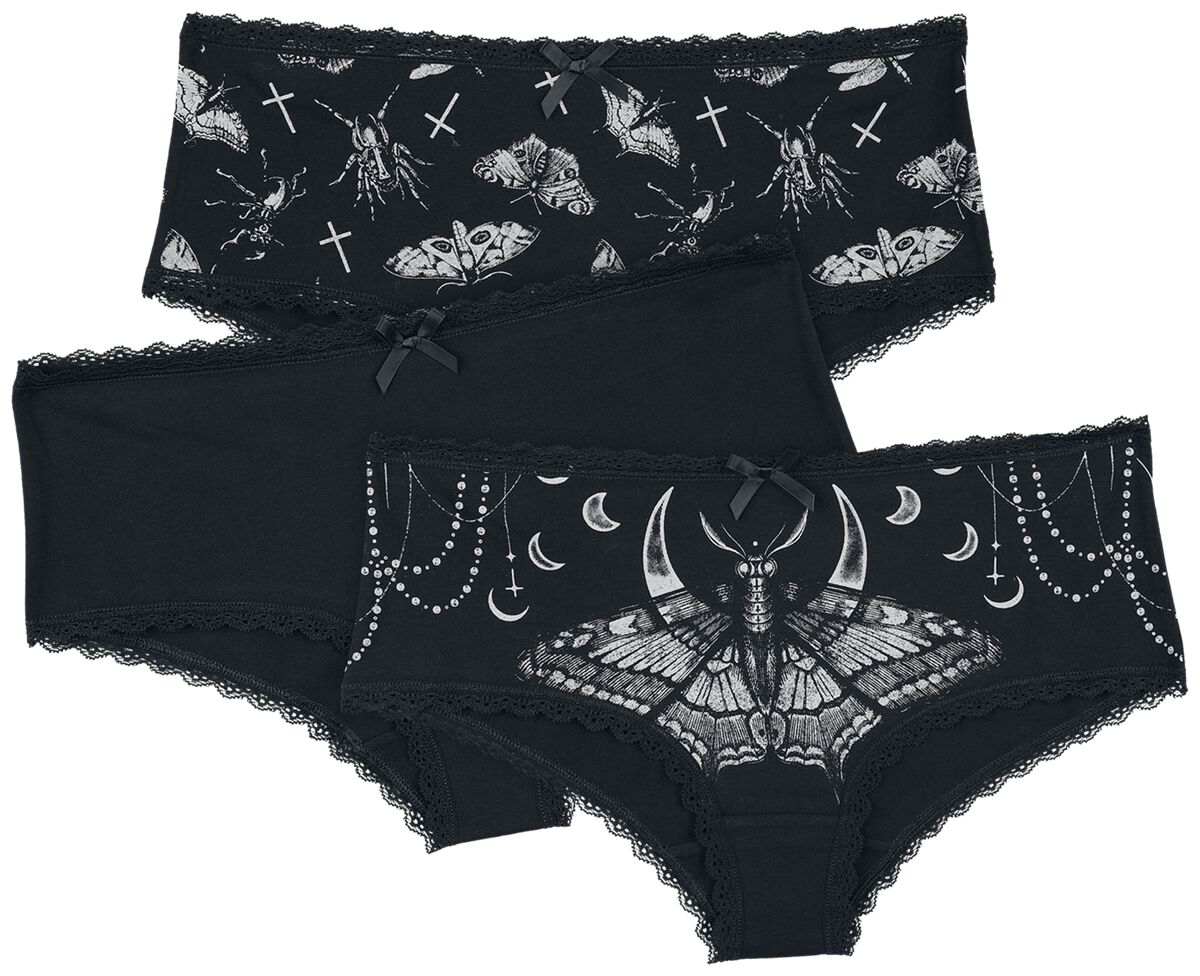Lot De Culottes Noires Unies & Imprimées | Gothicana by EMP Lot de culottes