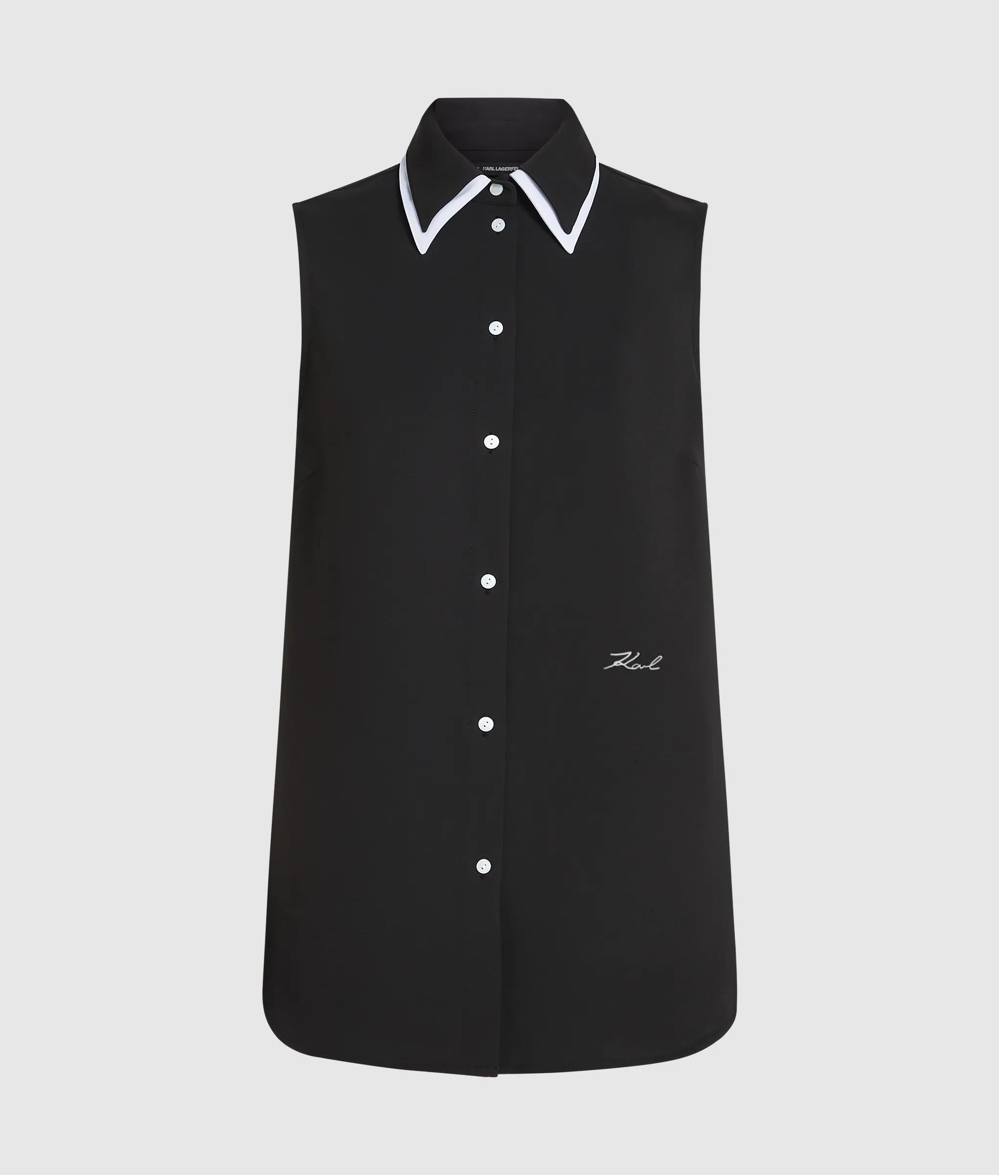 Zwart-witte mouwloze blouse