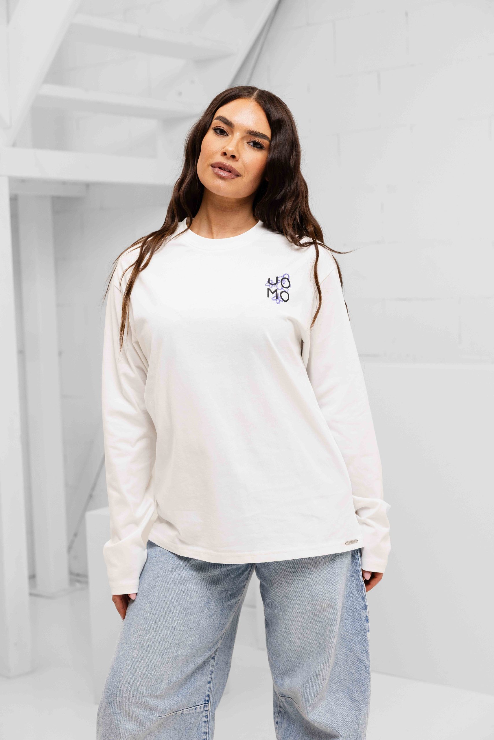 24 Uomo Flora 2.0 Longsleeve Shirt Dames Off-White/Blue