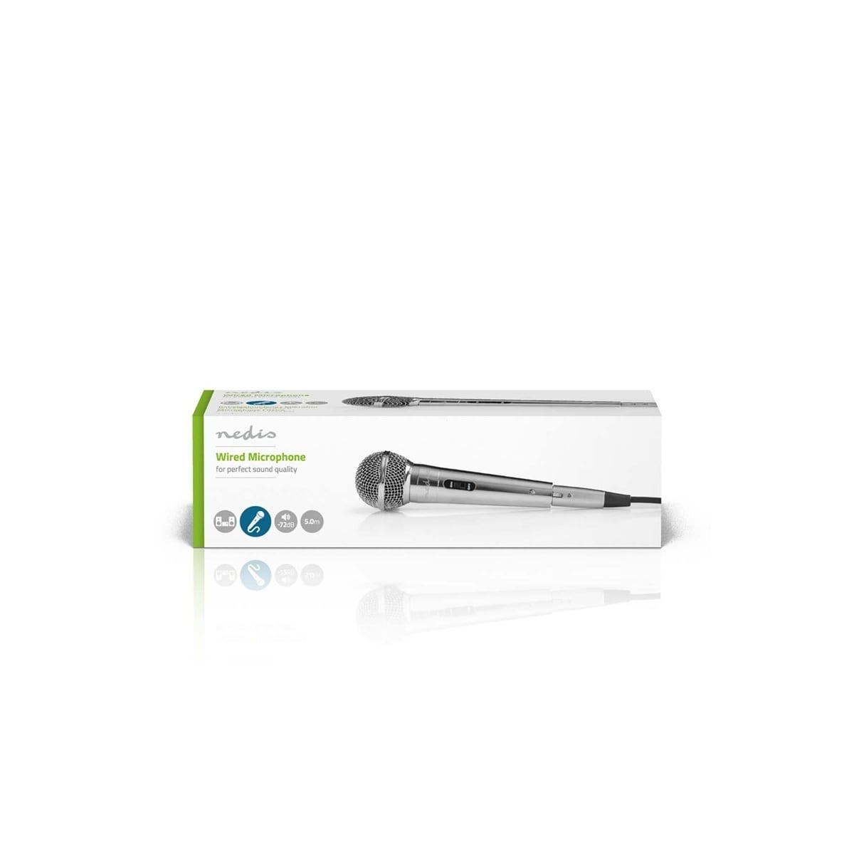 Nedis Wired mikrofon | Kardioid | Avtakbar kabel | 5.00 m | 80 Hz - 13 kHz | 600 Ohm | -72 dB | Av/på-bryter | Metall | Sølv