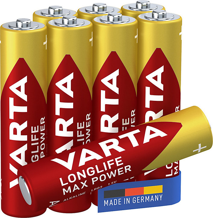 Pile alcaline AAA (LR03) Varta Max Tech, lot de 6 + 2 gratuites