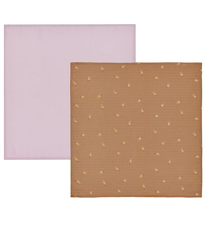 OYOY Spucktücher - 70x70cm - Muslin- 2er-Pack - Schokolade/Laven
