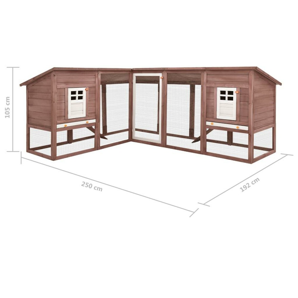 Clapier d'extérieur avec piste 250 x 192 x 105 cm moka et blanc bois de sapin
