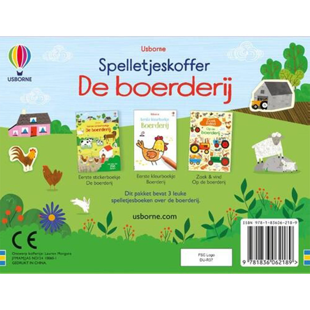 uitgeverij usborne spelletjeskoffer - de boerderij