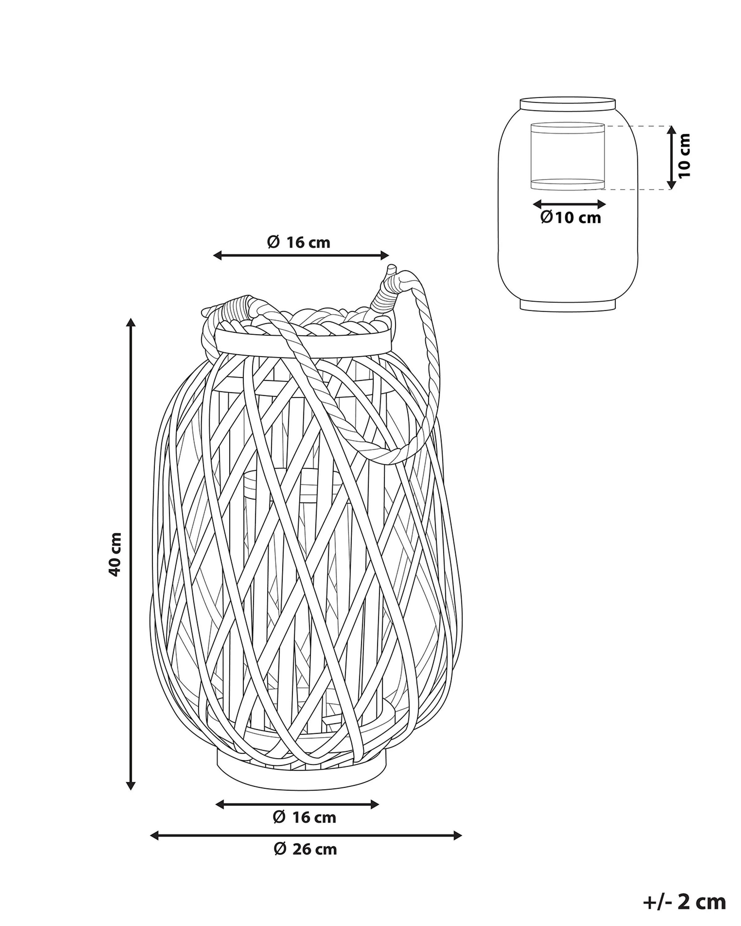 Lantaarn MAURITIUS Wilgenhout 40 cm Zwart