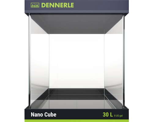 DENNERLE Nano Cube 30L aquarium met zwarte achtergrondfolie, schuimmat, afdekglas en beginnersbrochure, ca. 30 x 30 x 35 cm