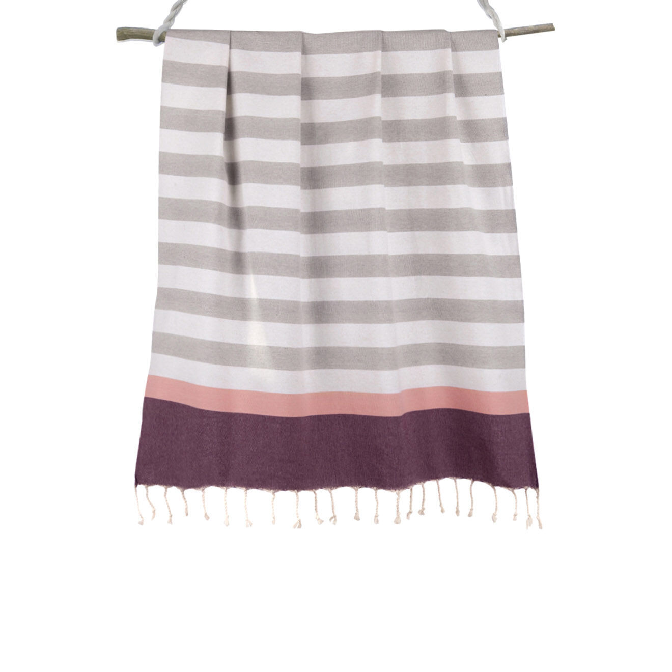 Febronie Fouta Arcachon gris/rose/prune - 100x200 cm