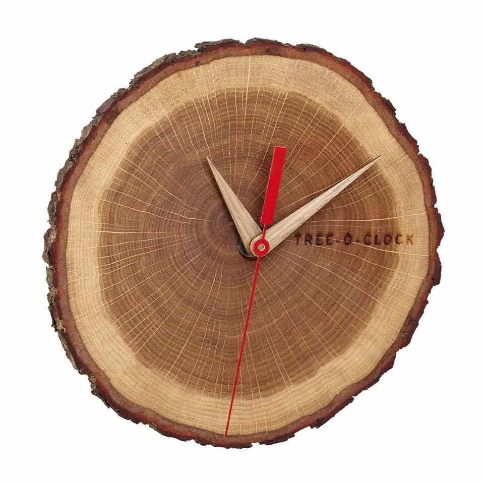TFA boomschijf/boomstam wandklok - eikenhout - naturel - Dia 18 cm