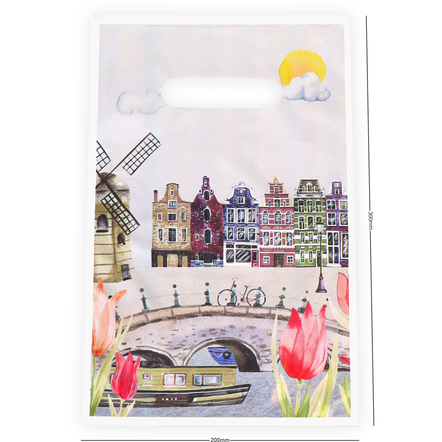 Tas, Tulp, Gerecycled LDPE, gestanste handgreep, 20x30cm, draagtas,