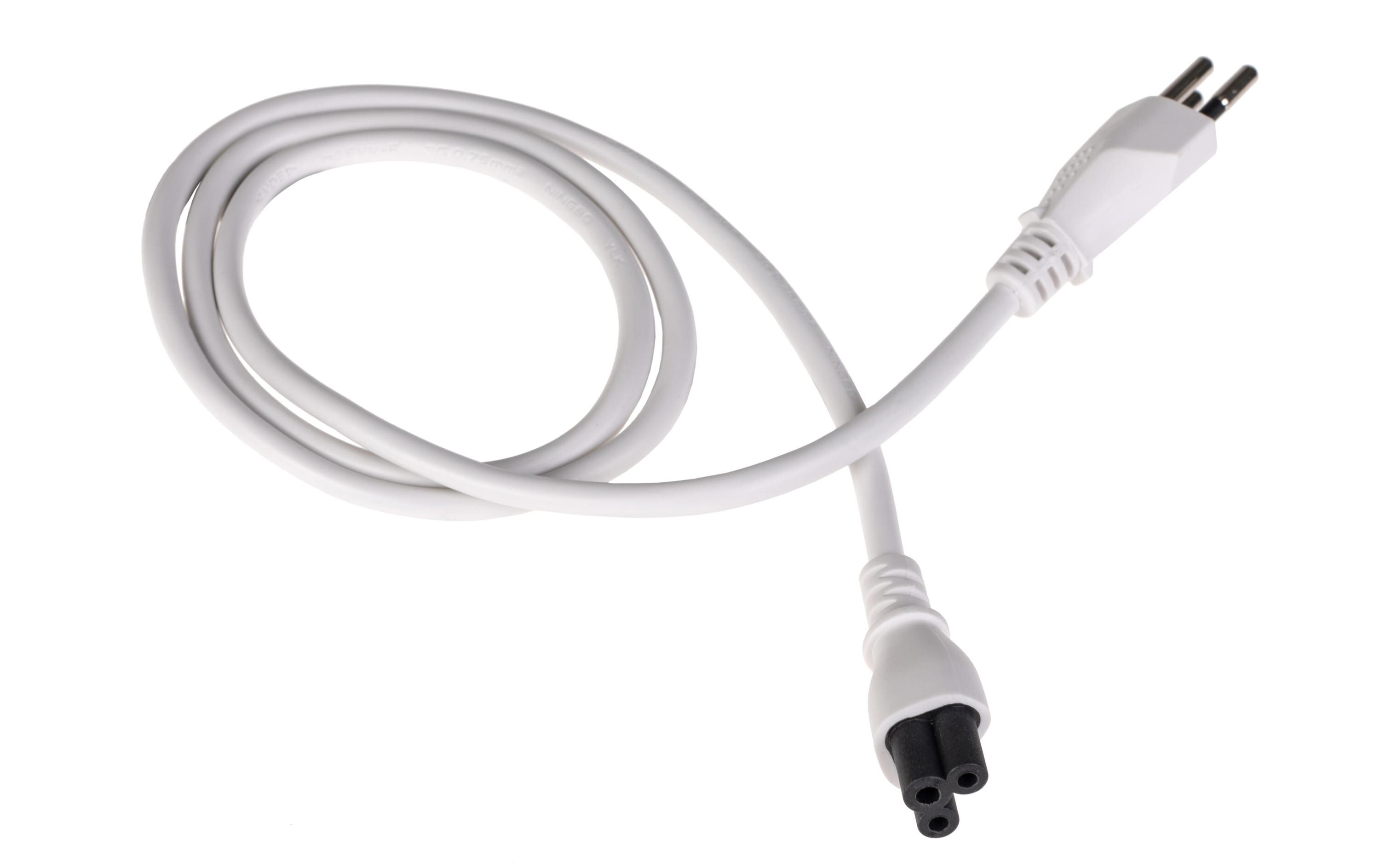 Netzkabel C5-T12 1.0 m WeissStromkabel mit Mickey-Mouse-Stecker, H05 VV-F 3G0.75