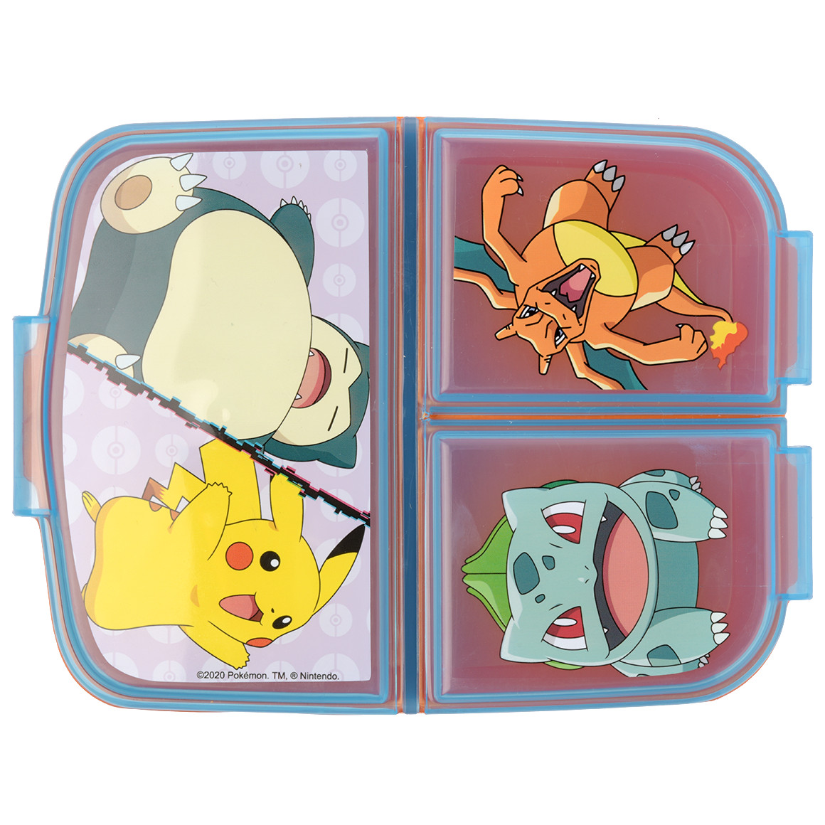 Topolino Pokémon Brotdose mit 3 Fächern orange / blau