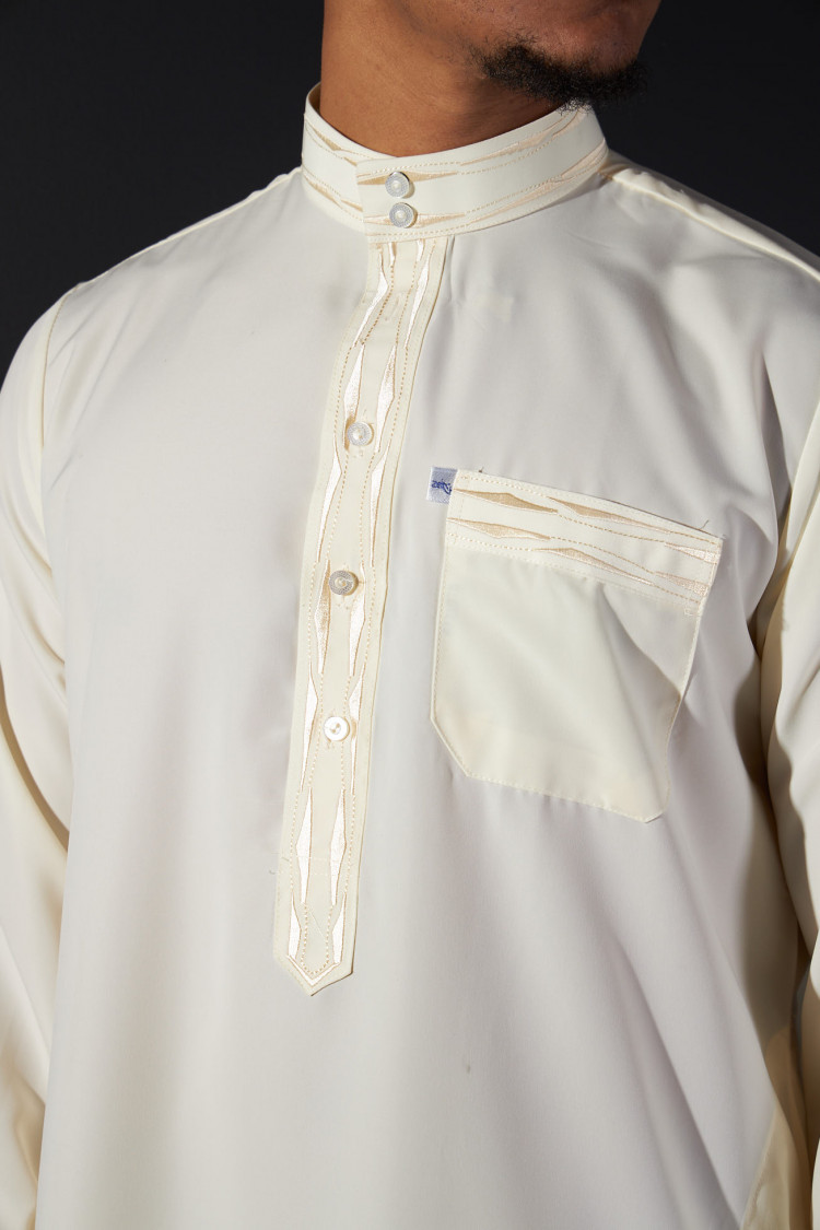 Ensemble 2 pièces qamis + pantalon beige
