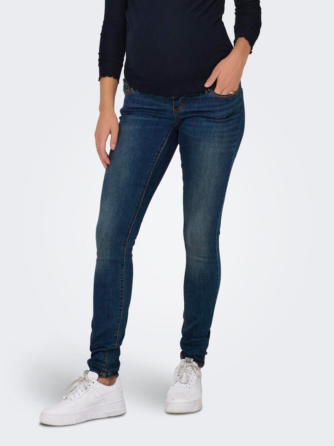 OLMWAUW Mittlere Taille Skinny Fit Jeans Dark Blue Denim