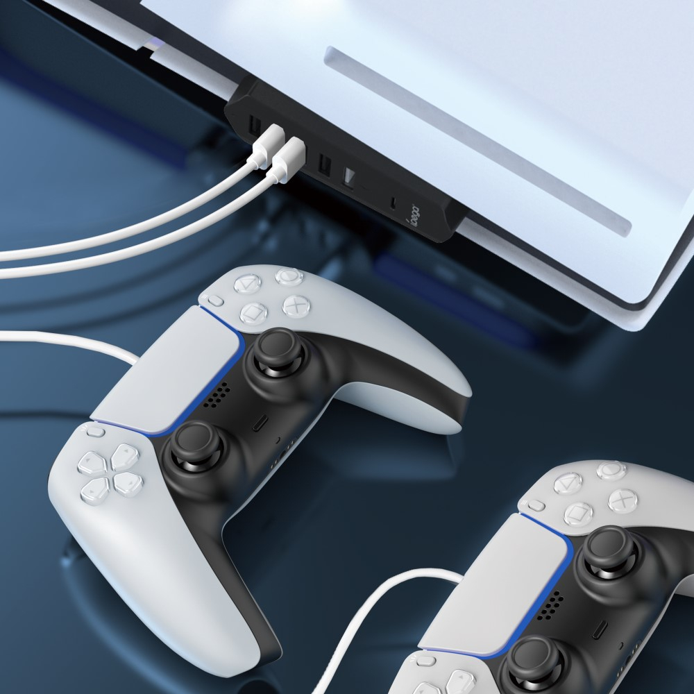 Sony Playstation PS5 Slim Multiport Adapter Hub mit 5x USB A / 1x USB-C Erweiterung - Schwarz