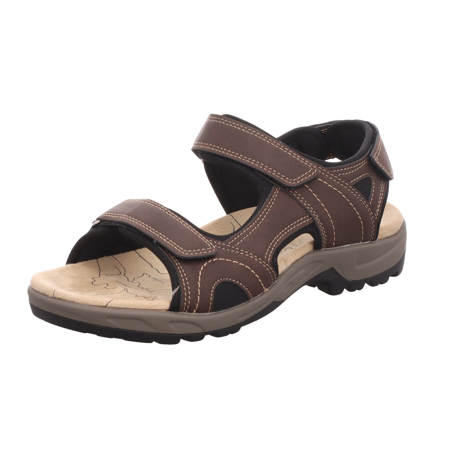 living UPDATED Herren-Sandale Dunkel-Braun-Schwarz
