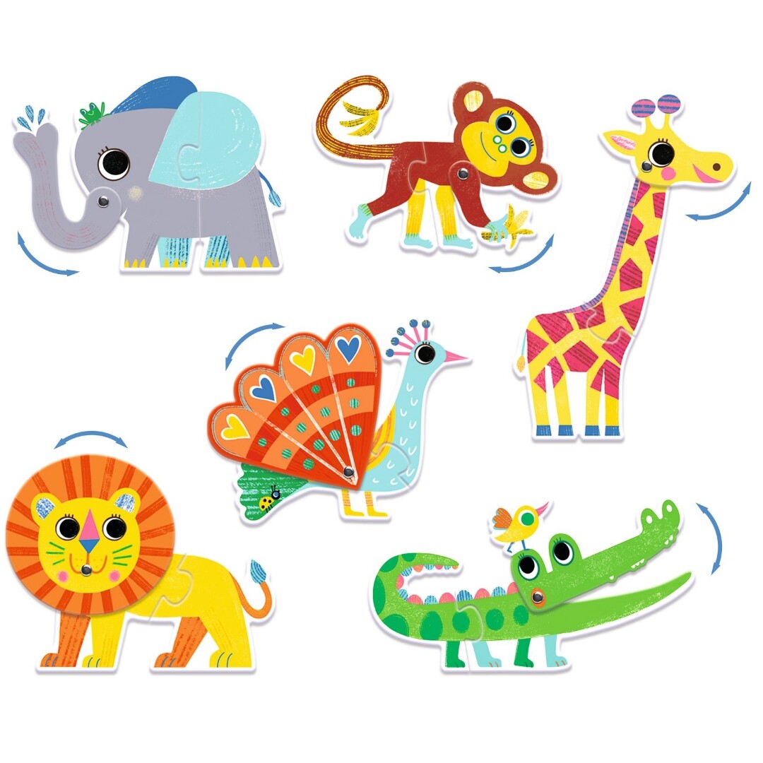 Djeco puzzel duo wilde dieren 6x2st