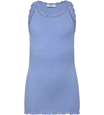 Rosemund Top - Lang - Rib - Balta - Blue Himmel m. Spitze