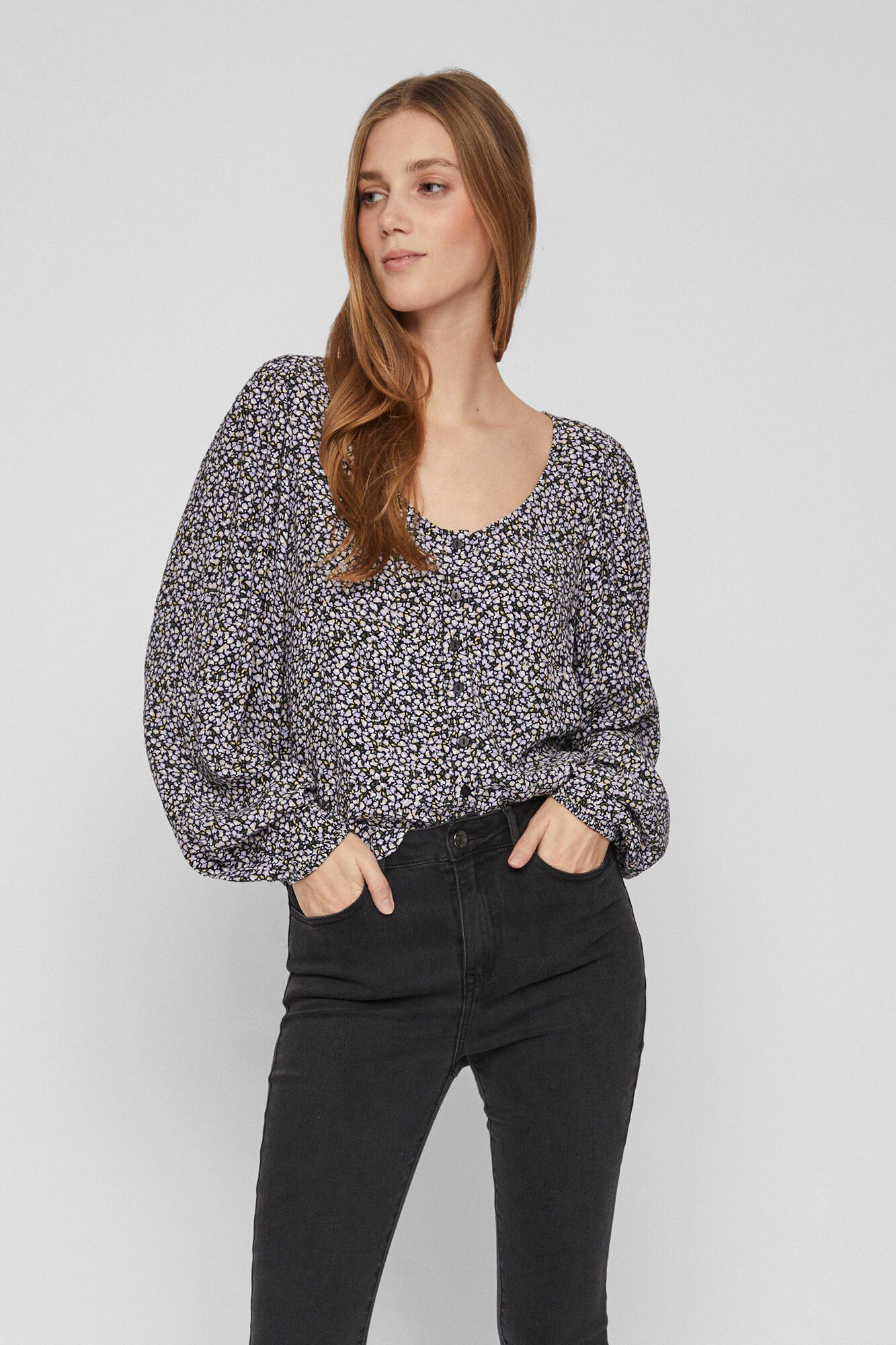 Blusa folgada de mangas compridas - Lilás