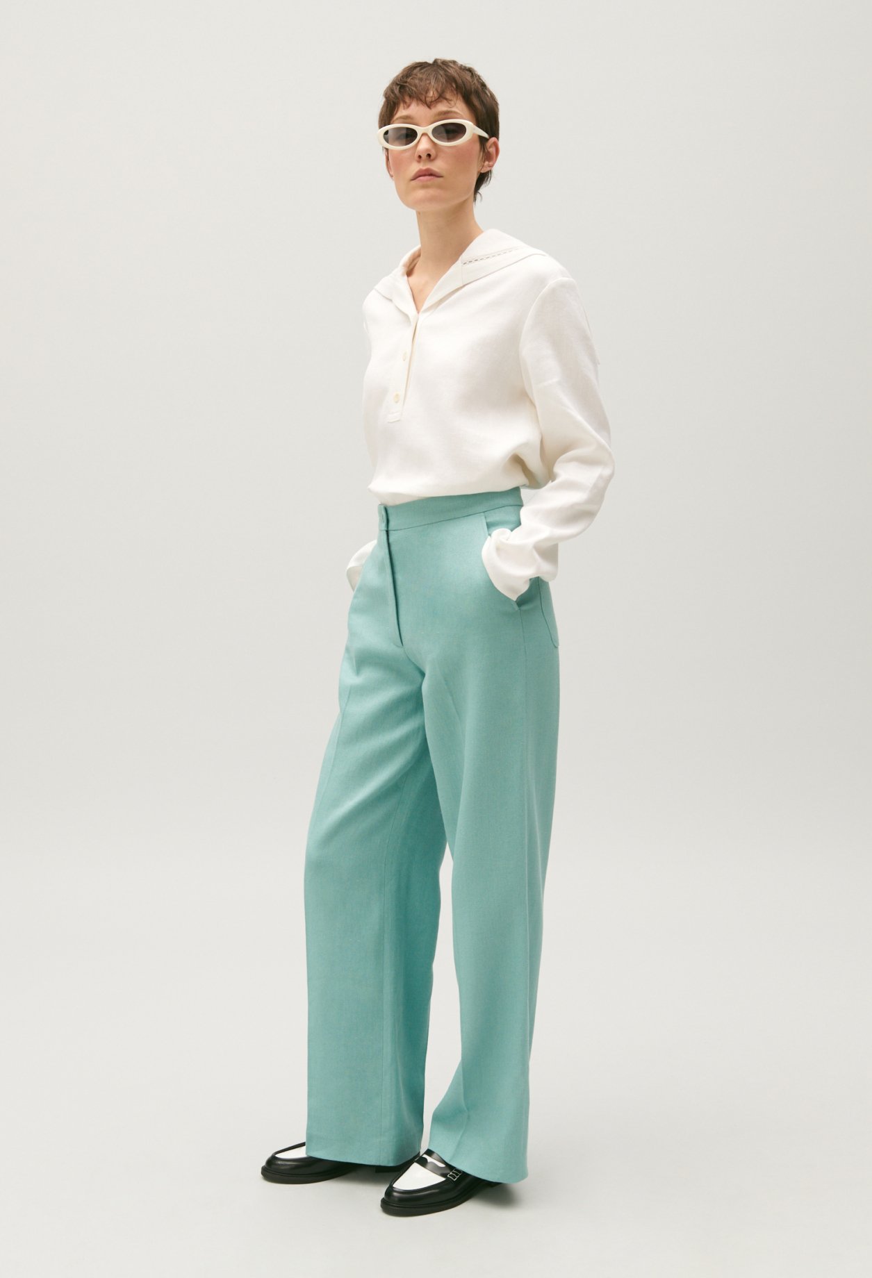 Pantalon de tailleur lin melange