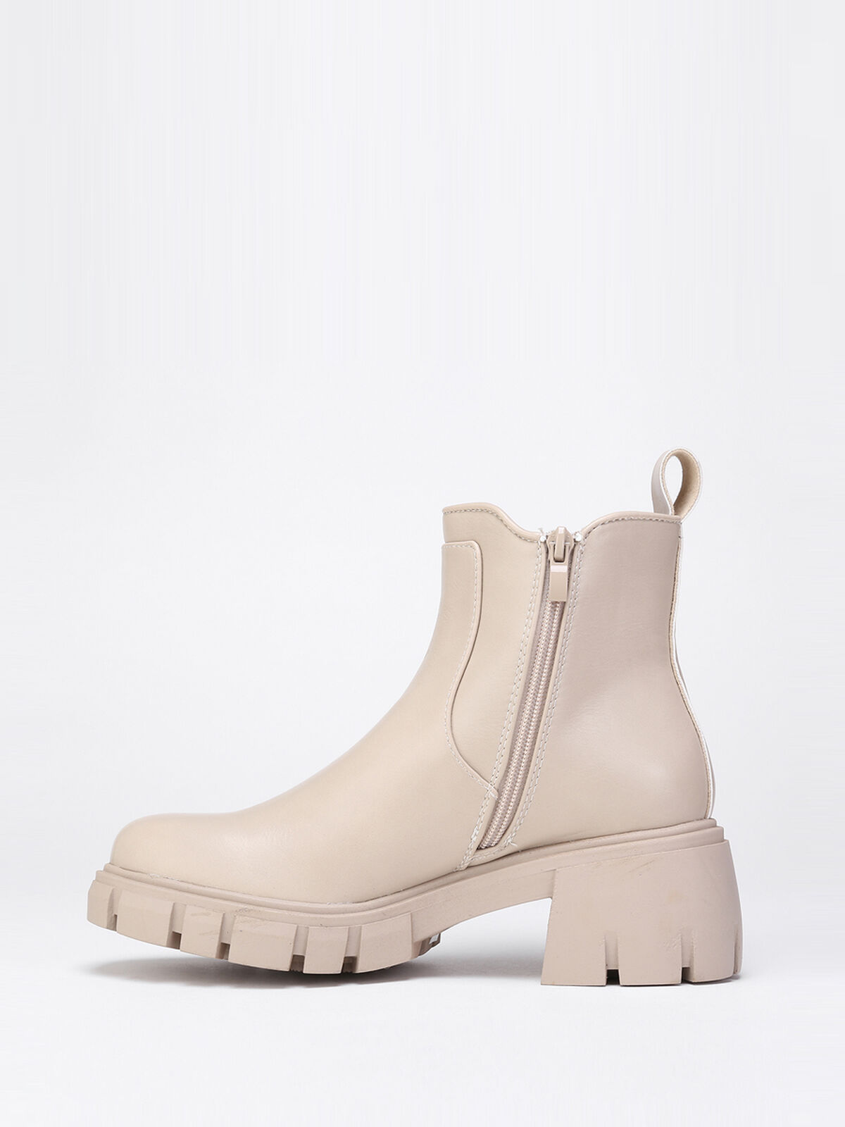 Chelsea à talon carré cranté- Beige