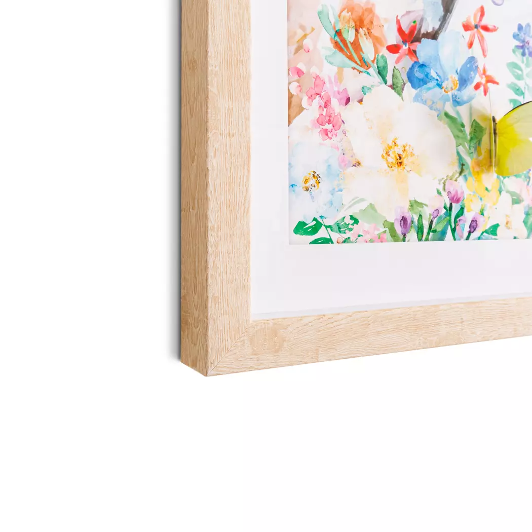 Wandbild 43 x 53 cm Giraffe mit Schmetterlingen