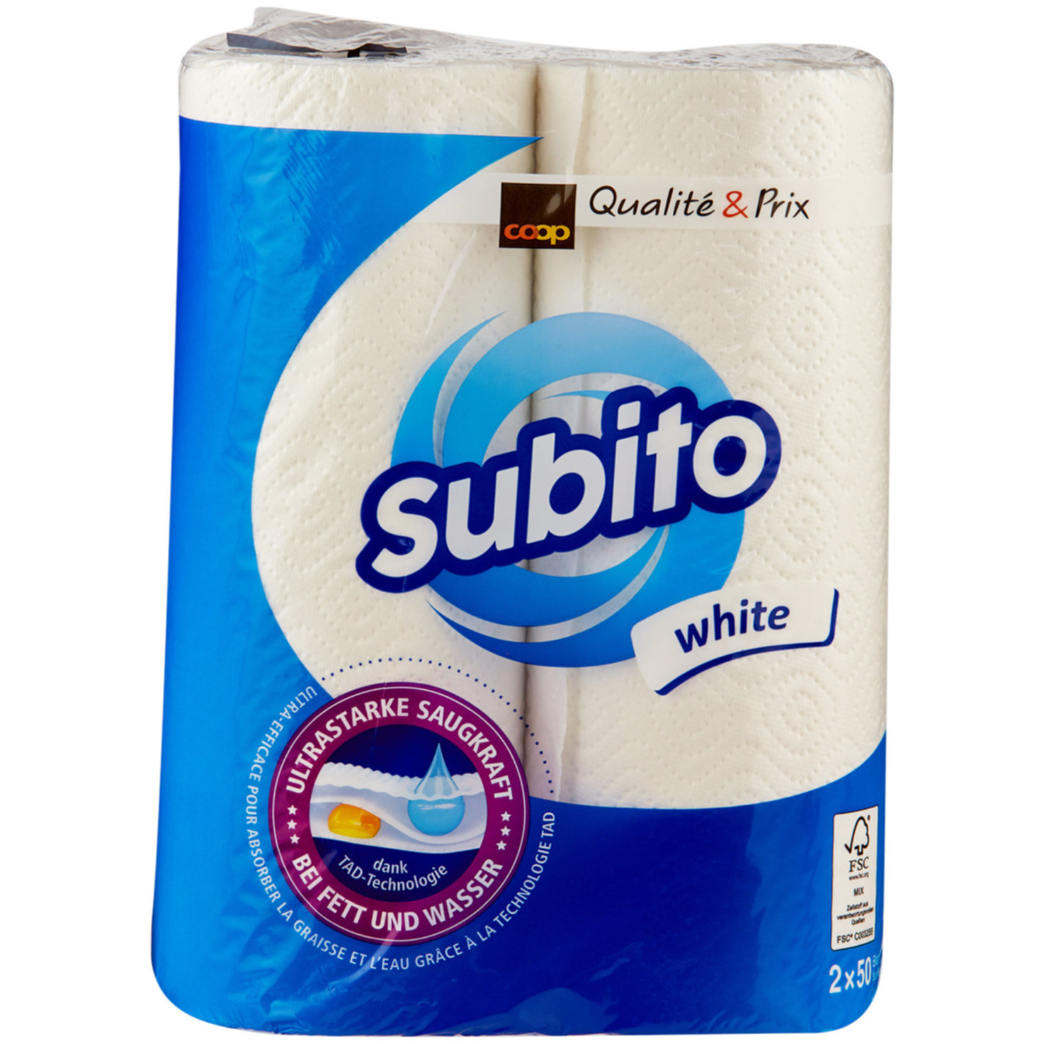 subito Haushaltspapier weiss 2 Rollen
