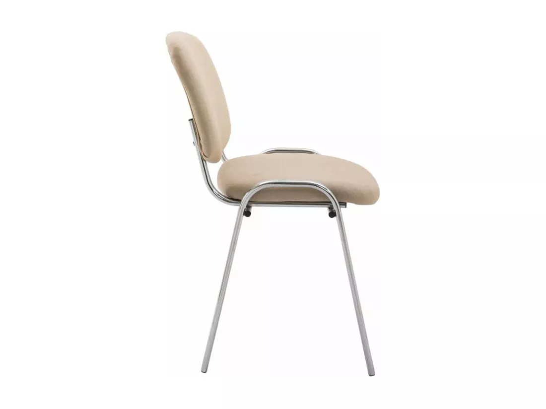 Lot de 4 Chaise de conférence - Tissu & Métal chromé - Crème - Ken