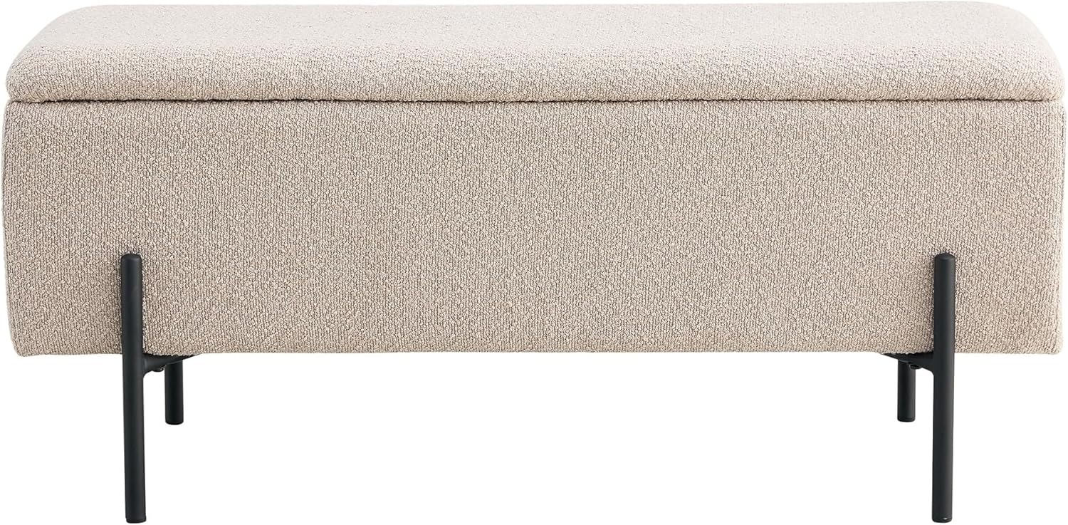 möbelando Truhenbank >Watford< in Beige, Stoff - 95x46x36,5cm (BxHxT)