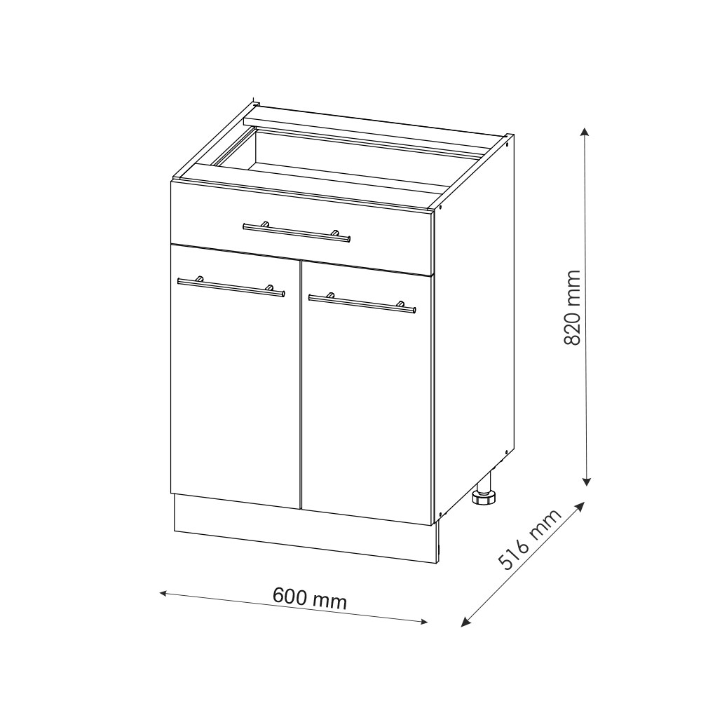 Vicco Schubunterschrank Küchenschrank Küchenmöbel Fame-Line Anthrazit Eiche modern 60 cm Küche Einbauküche Drehtür Schublade Einlegeboden Blende Küchenzeile