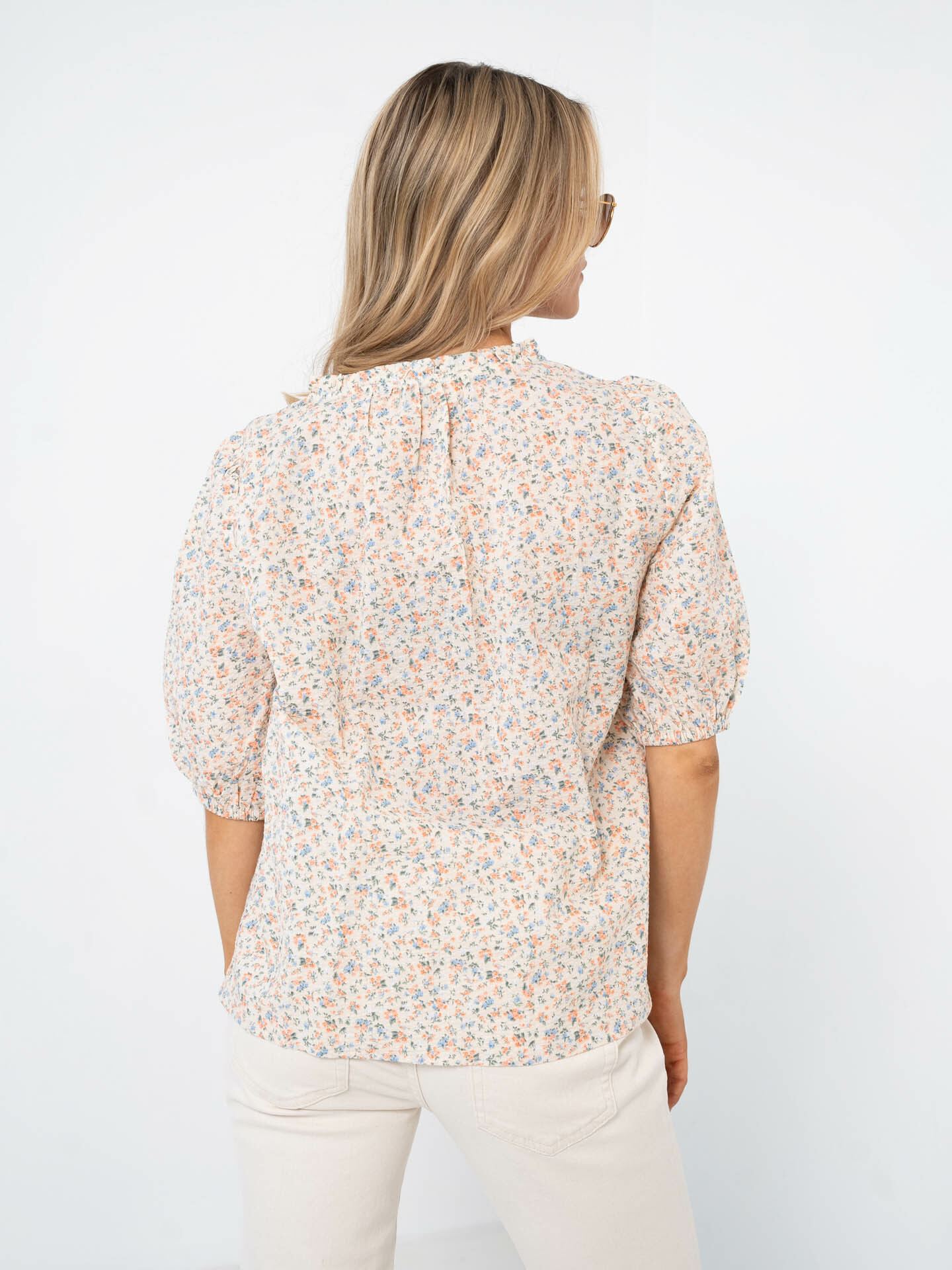 Opal Seersucker Short Sleeve Top