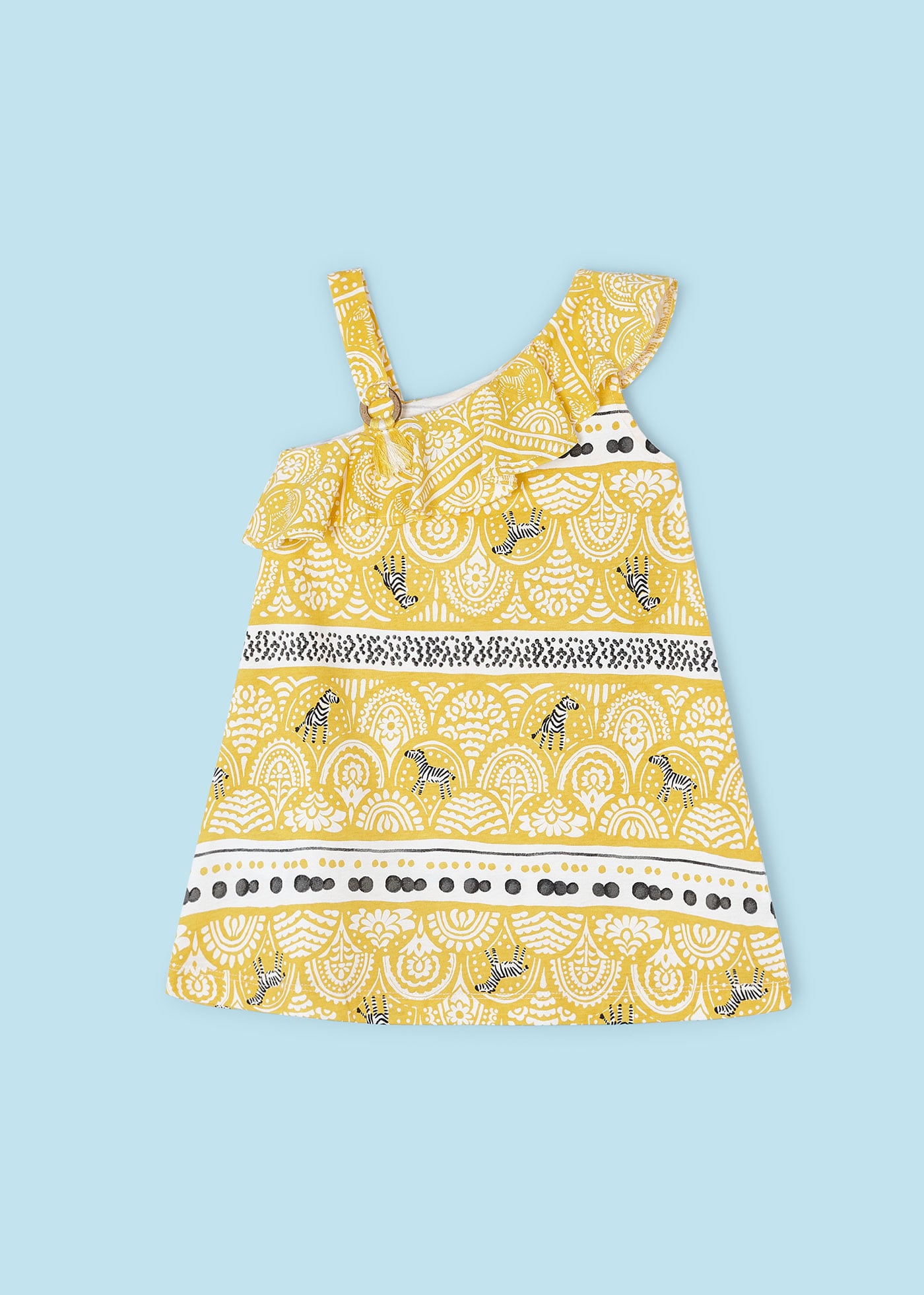 Vestido assimétrico Better Cotton para meninas, cor mel