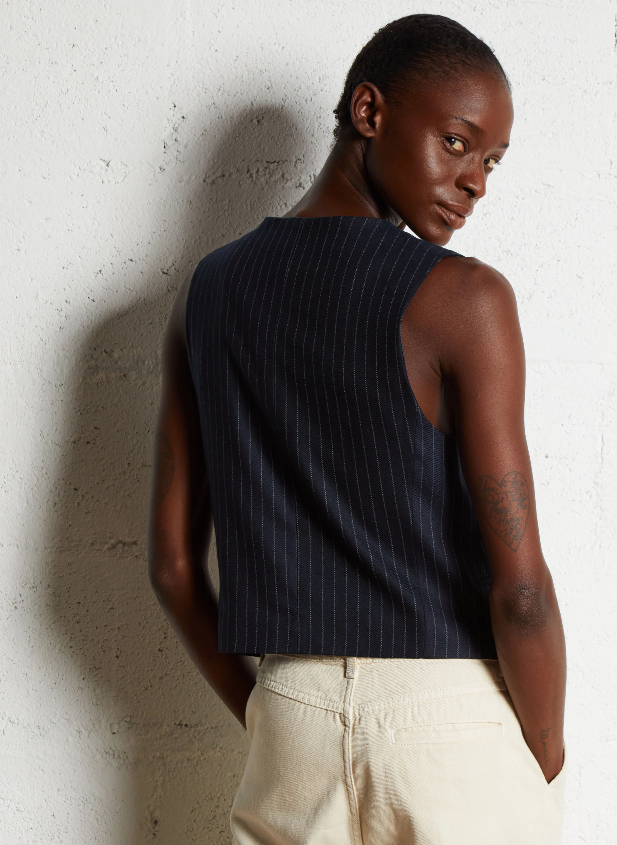 GREENWICH - Veste sans manches rayée| Bleu