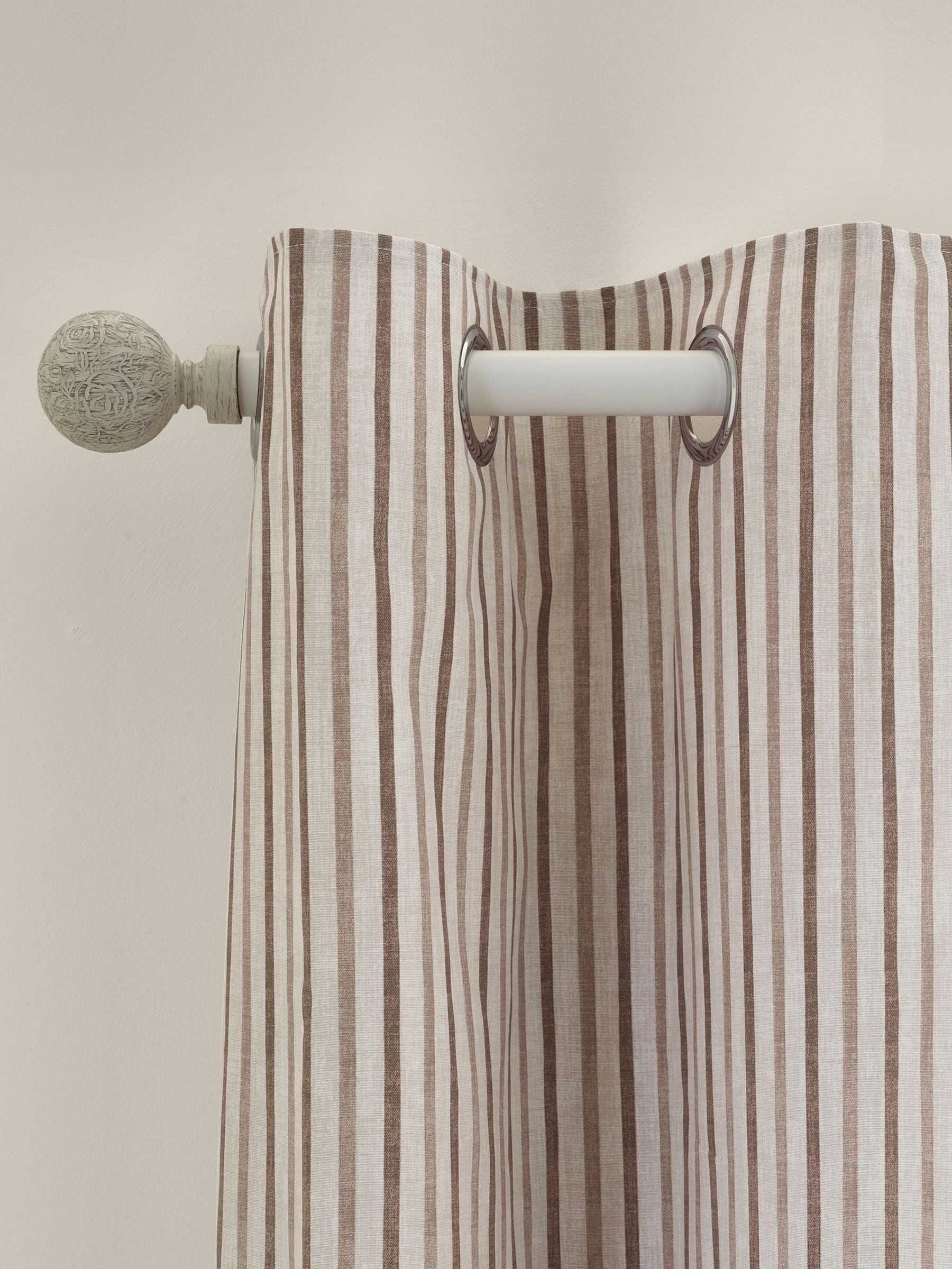 Catherine Lansfield Logan Stripe Lined Eyelet Curtains