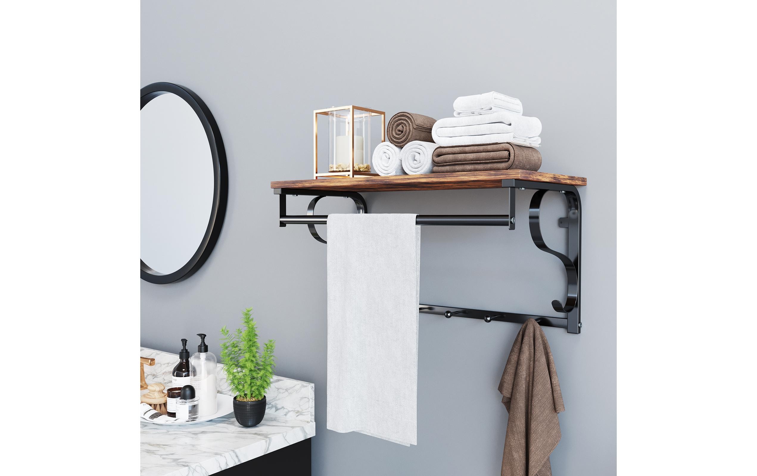 Wandgarderobe Industrial Look 60 x 31.7 cm, Braun/SchwarzGarderobe
