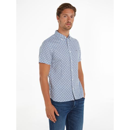 Tommy Hilfiger Geometric Print Skjorte, Blue Coast/Optic White, M