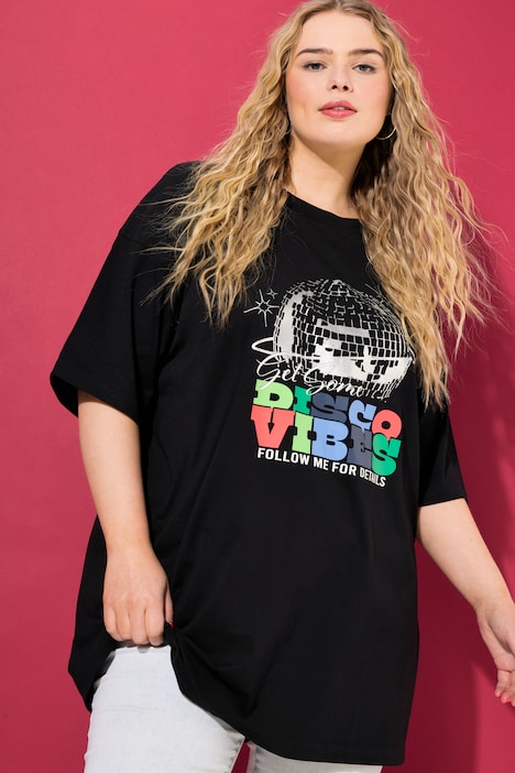 Oversized-Shirt, Vintage-Print, Rundhals, Halbarm