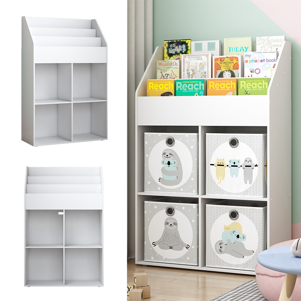 Vicco Kinder Bücherregal Conny groß 72 x 111 cm, Weiß, Kinderregal mit Ablagen