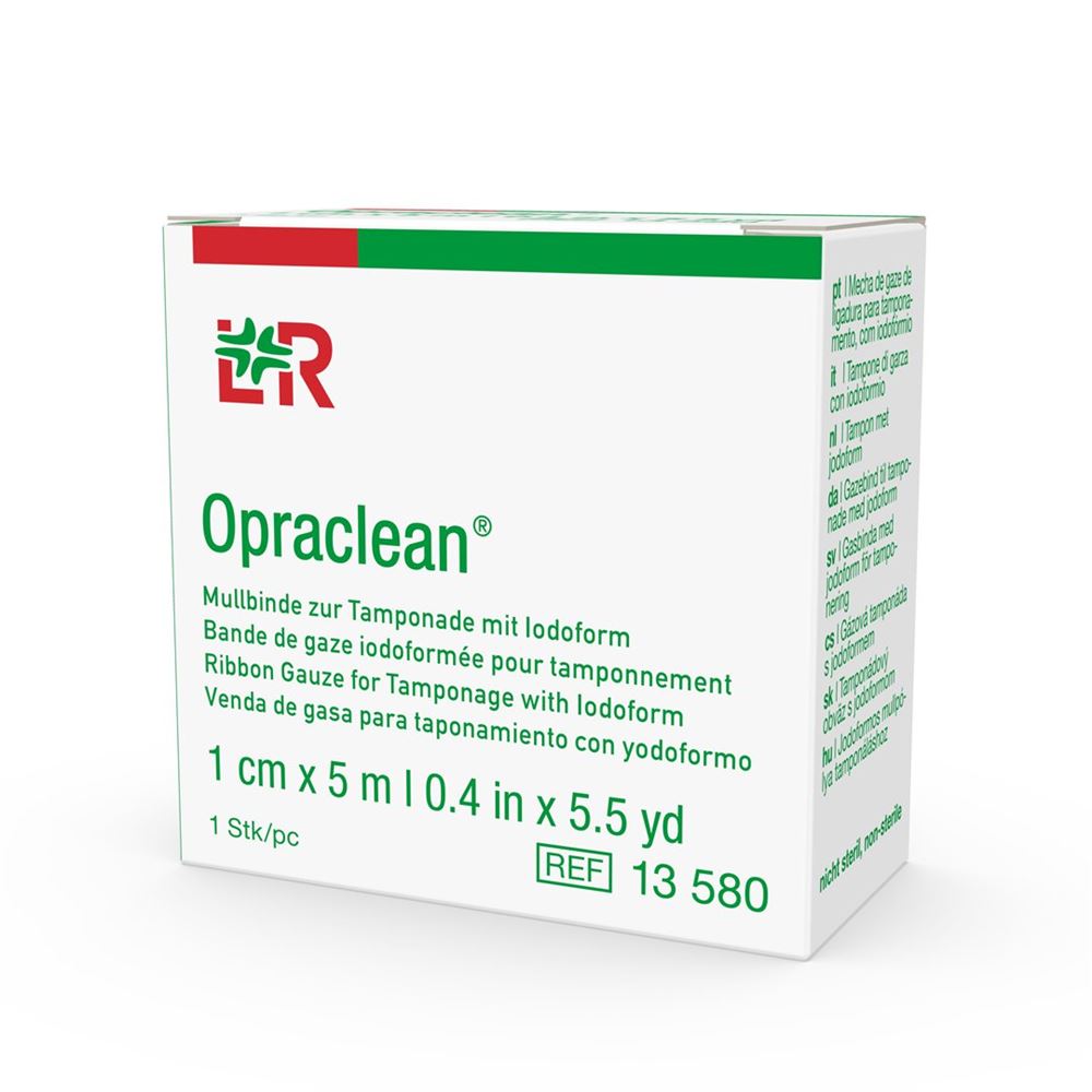 OPRACLEAN Mullbinde zur Tamponade mit Jodoform<br>1 Stück, Kompresse, 1cmx5m