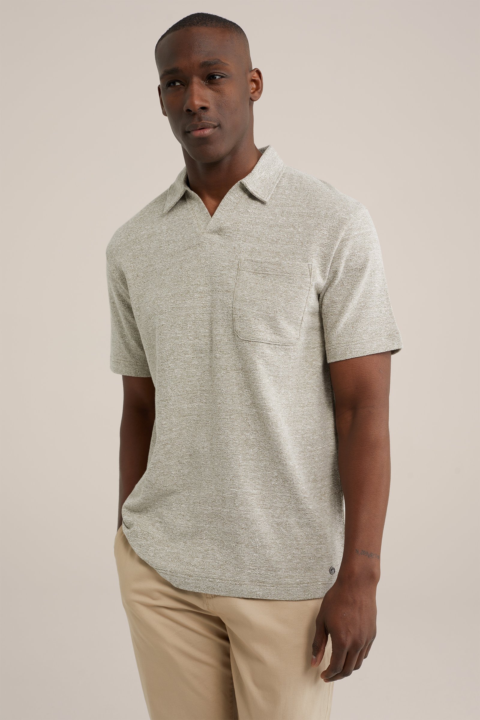 polo met structuur WE Fashion Groen