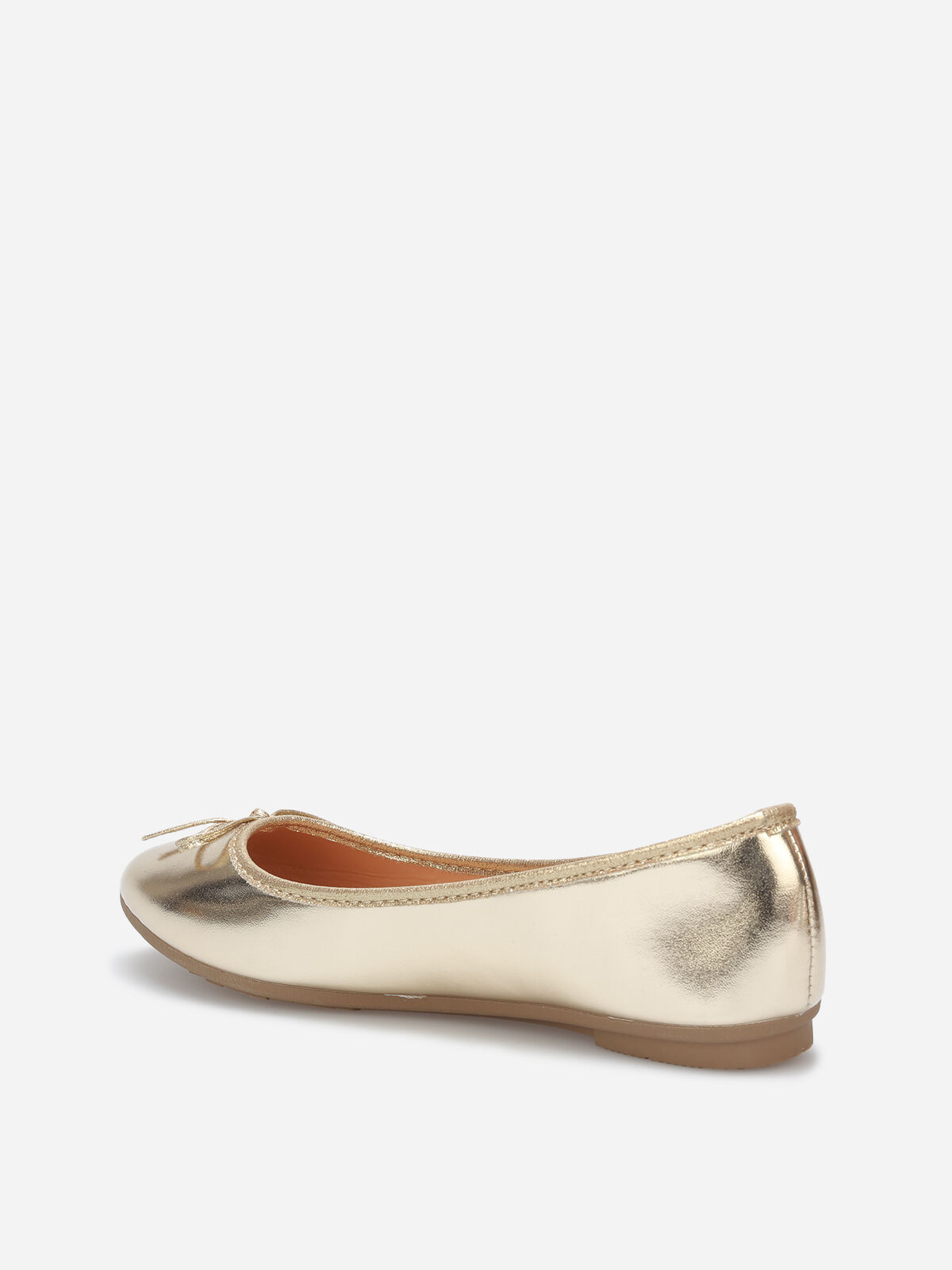 Ballerines à bout rond et nœud- Doré