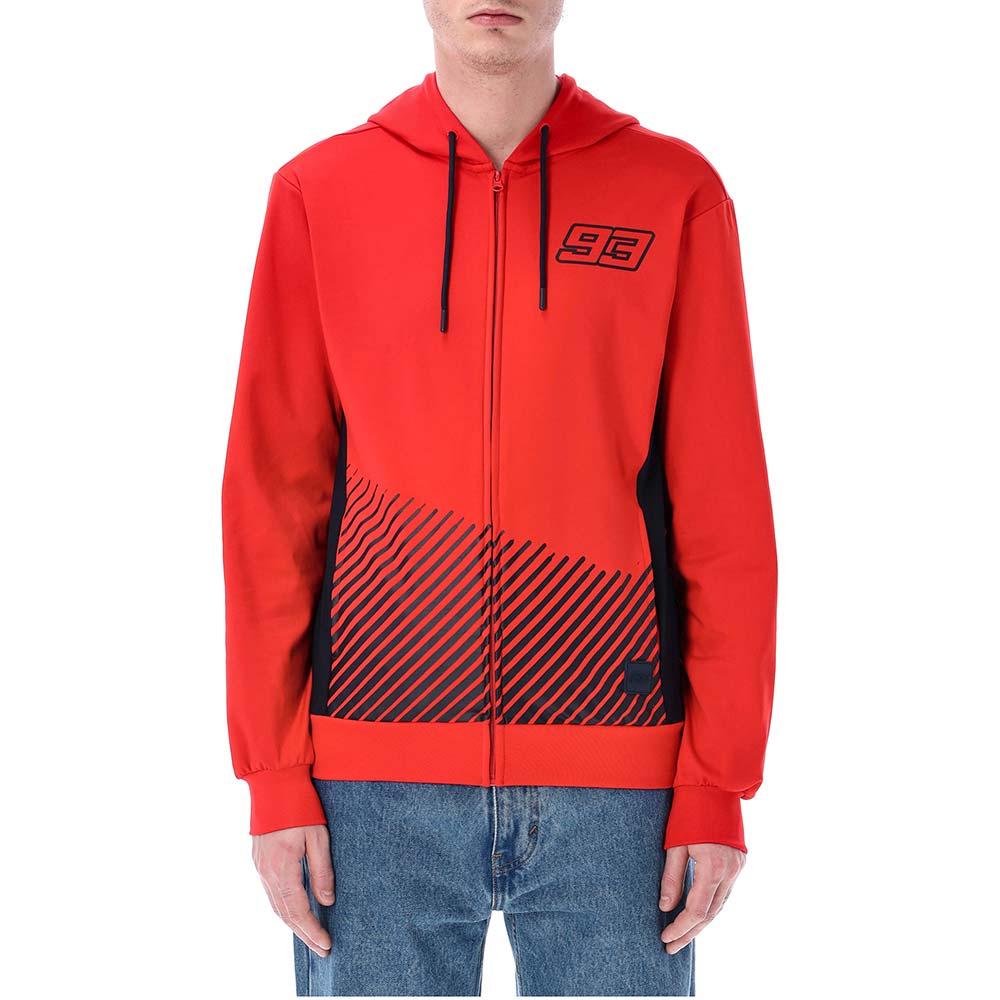 marc marquez - Sweat zippé à capuche 93 Technical and Stripes Rouge / Bleu