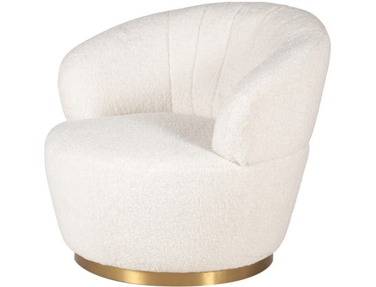 CONCEPT1 - Fauteuil Venus pivotant ivoire effet laine bouclette